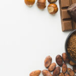 cocoa beans chestnuts copy space
