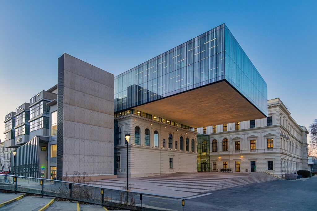 university library, building, street, university of graz, architecture, university, modern architecture, modern building, facade, graz, austria, university, university, university, university, university