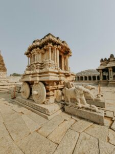 Magnificent stone chariot of Hampi, India showcasing ancient Indian architecture.